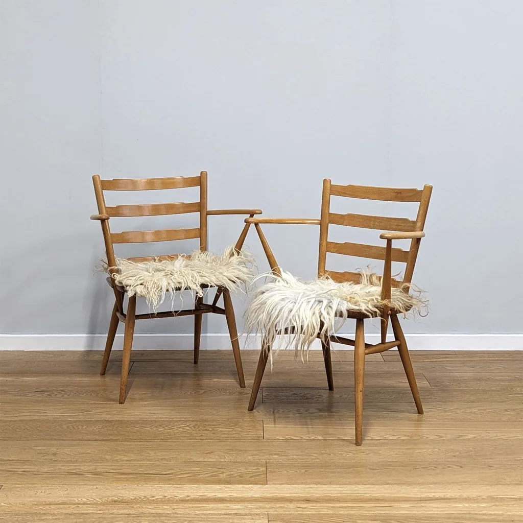 ERCOL｜fan back chair Set of 4 ERCOL Vintage Blonde Fan Back Dining Chairs Model