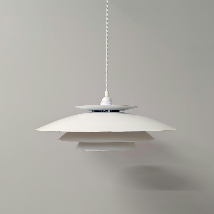 Large Danish Midcentury White Pendant Lampshade by Form-light - Fully Restored - Image 2