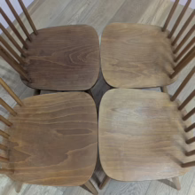 Set of Four Vintage Spindle Back Dining Kitchen Chairs Super set of four vintage spindle back dining kitchen chairs in elm and beech. Very similar to Ercol
