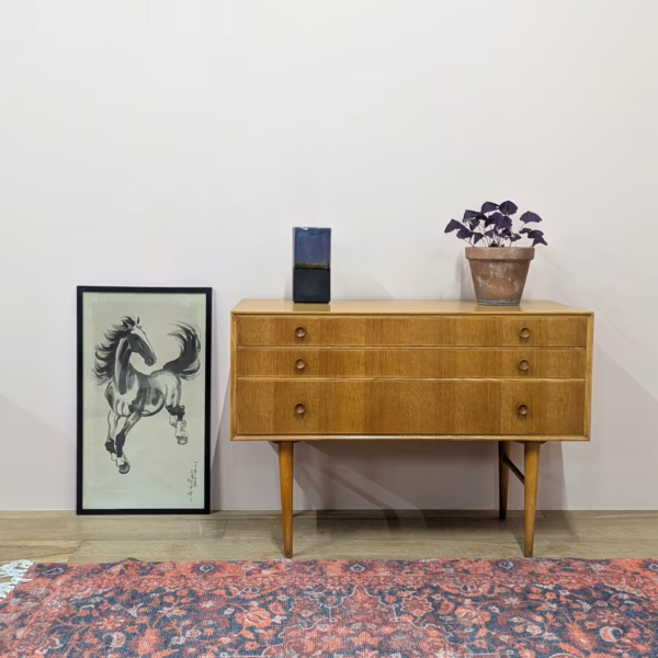 Midcentury 1960s Light Oak Dresser / Chest of Drawers by Meredew